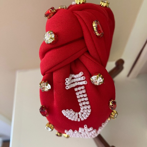 NEW "JOY" Holiday Embellished Jewel Headband With Top Knot - Picture 4 of 7